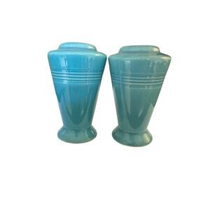 Homer Laughlin Harlequin Turquoise Blue 3 1/2" Salt & Pepper Shakers 1930-1959